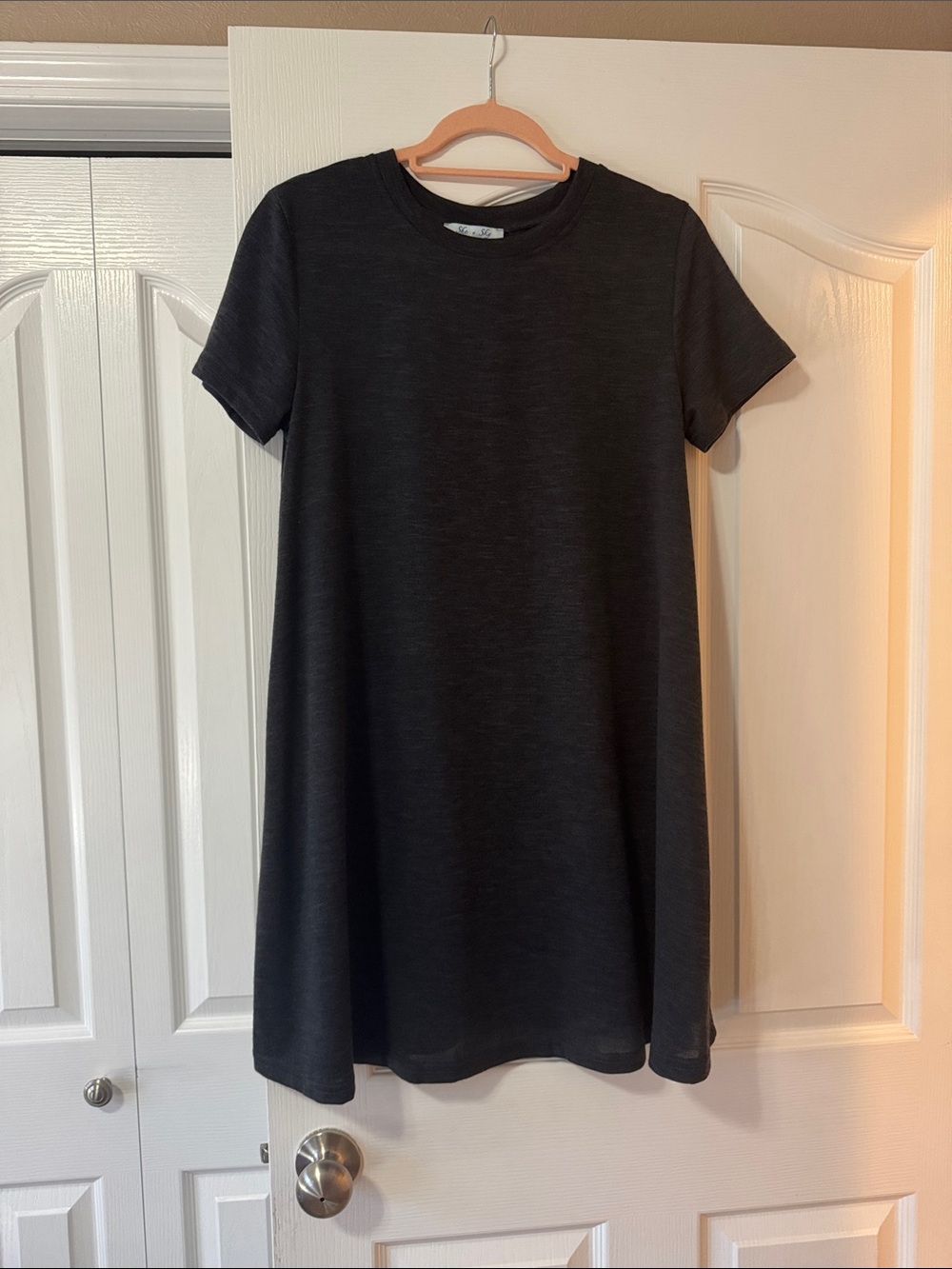 She + Sky Black Short-Sleeve A-Line Dress